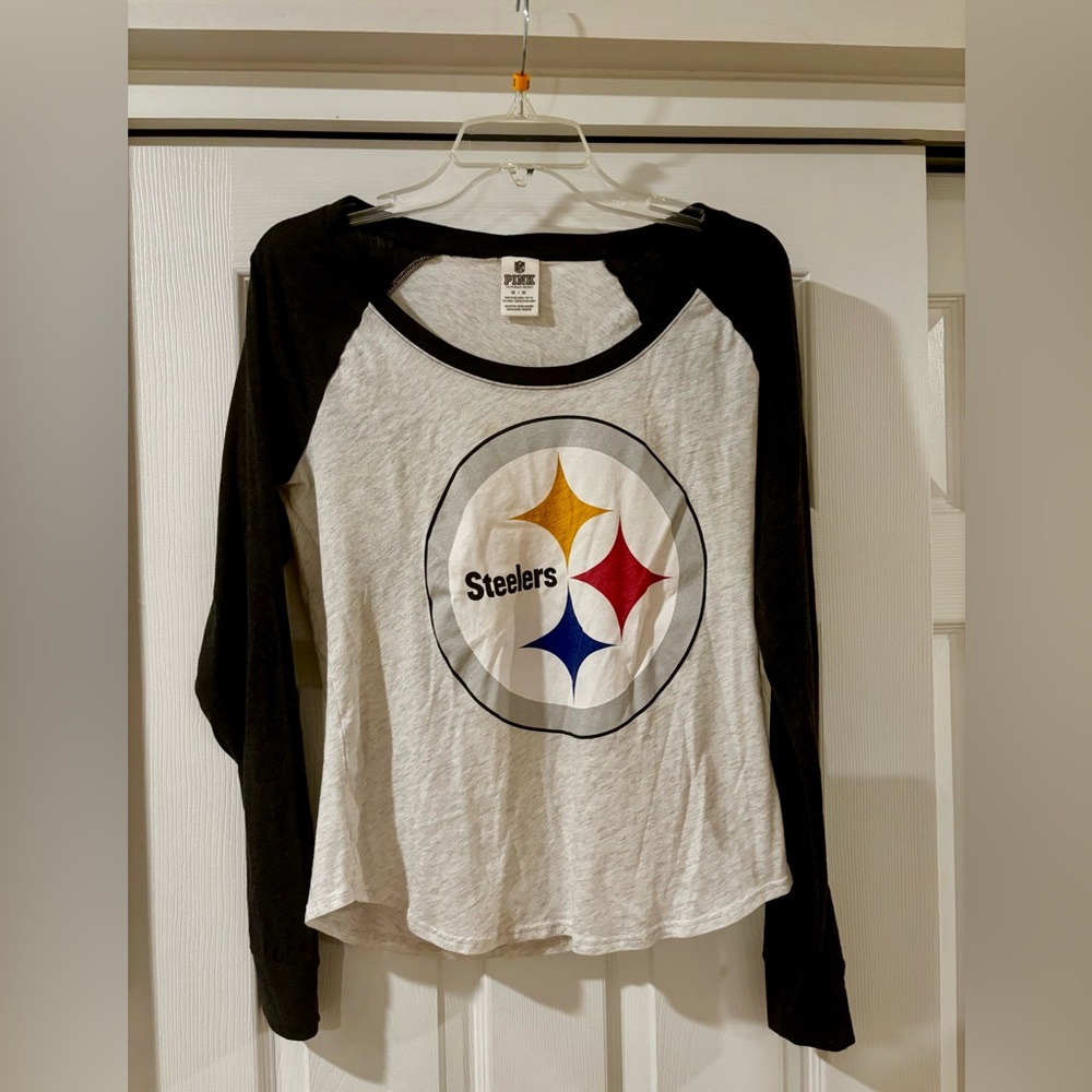 Pink Victoria's Secret NFL Pittsburgh Steelers Womens long sleeved shirt medium